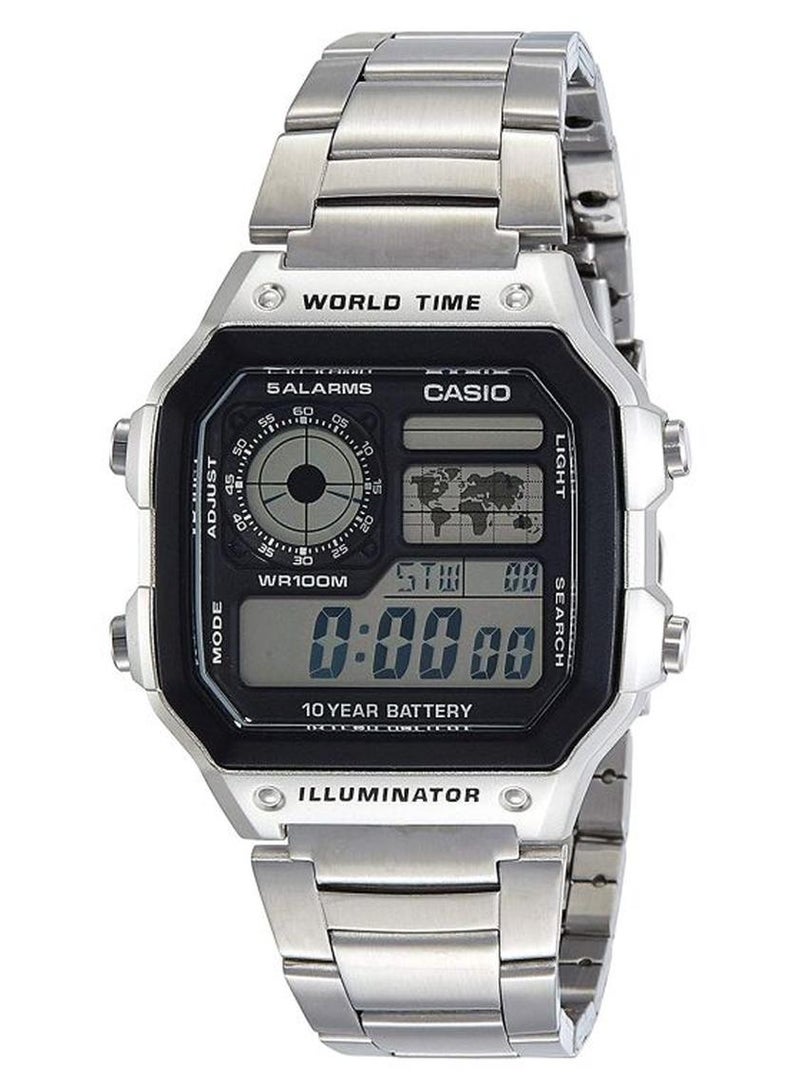 كاسيو ساعة يد رقمية شبابية AE-1200WHD-1AVDF - 45 مم - لون فضي رجال - Image 1