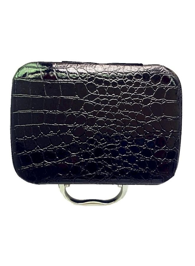 إسكدنيا حقيبة مستحضرات التجميل والماكياج بنقشة جلد التمساح أسود - Image 3