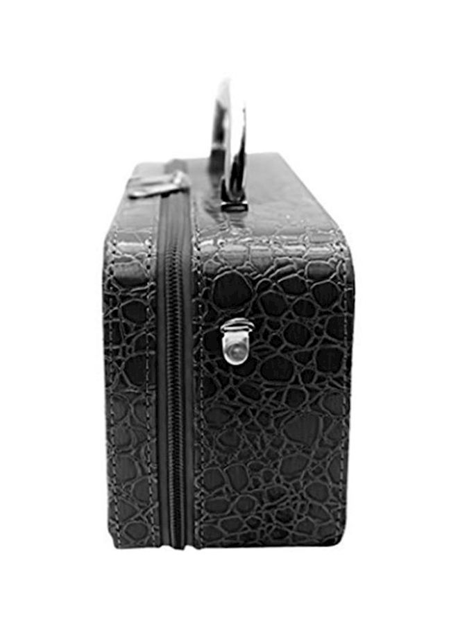 إسكدنيا حقيبة مستحضرات التجميل والماكياج بنقشة جلد التمساح أسود - Image 2