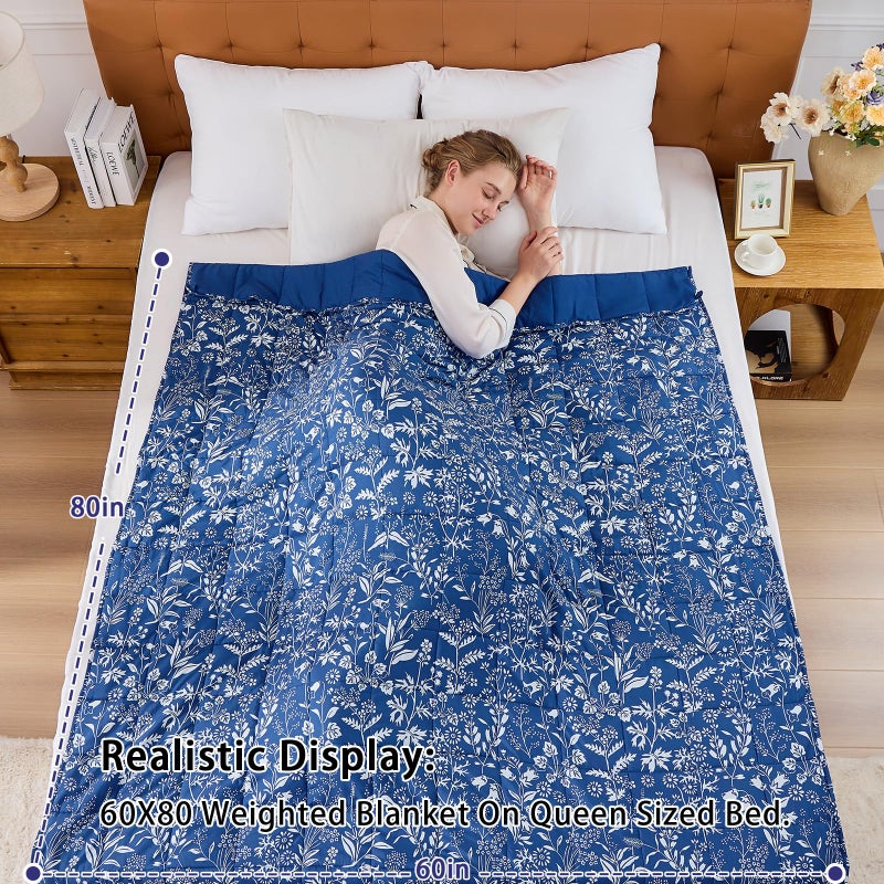 yescool Weighted Blanket for Adults (20 lbs, 60â€ x 80â€, Indigo) Cooling Heavy Blanket for Sleeping Perfect for 190-210 lbs, Queen Size Breathable Blanket with Premium Glass Bead, Machine Washable - Image 2