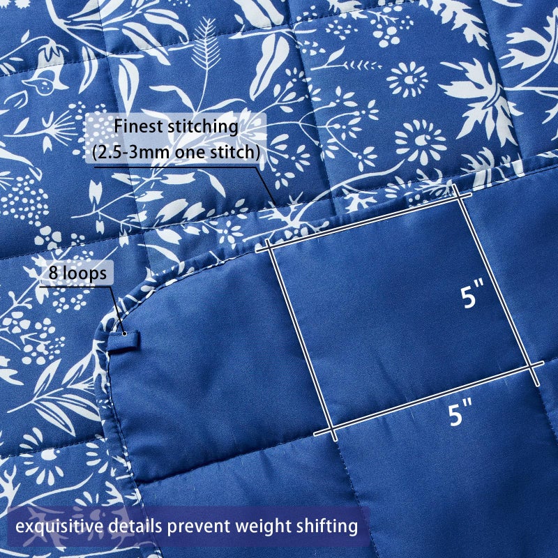 yescool Weighted Blanket for Adults (20 lbs, 60â€ x 80â€, Indigo) Cooling Heavy Blanket for Sleeping Perfect for 190-210 lbs, Queen Size Breathable Blanket with Premium Glass Bead, Machine Washable - Image 5