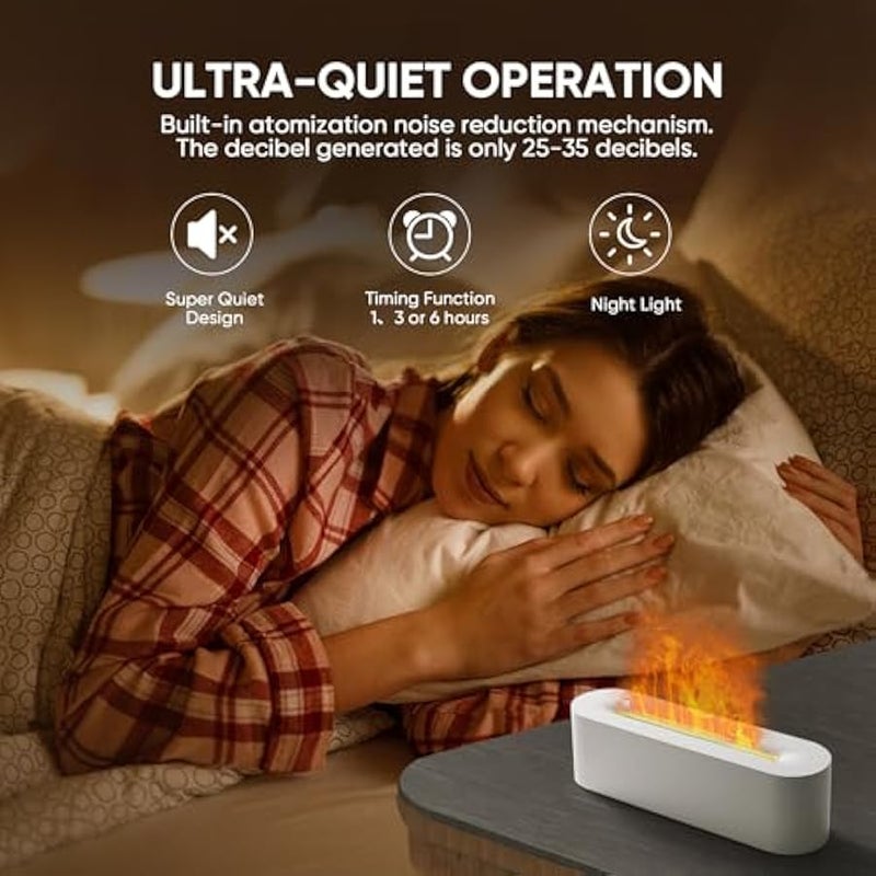 Flame Diffuser for Fireplace, Aromatherapy Essential Oil Diffuser, 150ml Ultrasonic Cool Mist Humidifier for Bedroom, Office, Home, Yoga, Timer and Off - Image 4