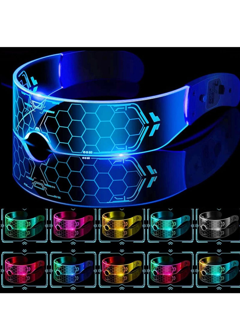 KASTWAVE - Cyberpunk Style LED Colorful Light Emitting Technology Glasses, Bar Bounce Party Transparent Sci-fi Honeycomb Light-emitting Future Flash Glasses - Image 1
