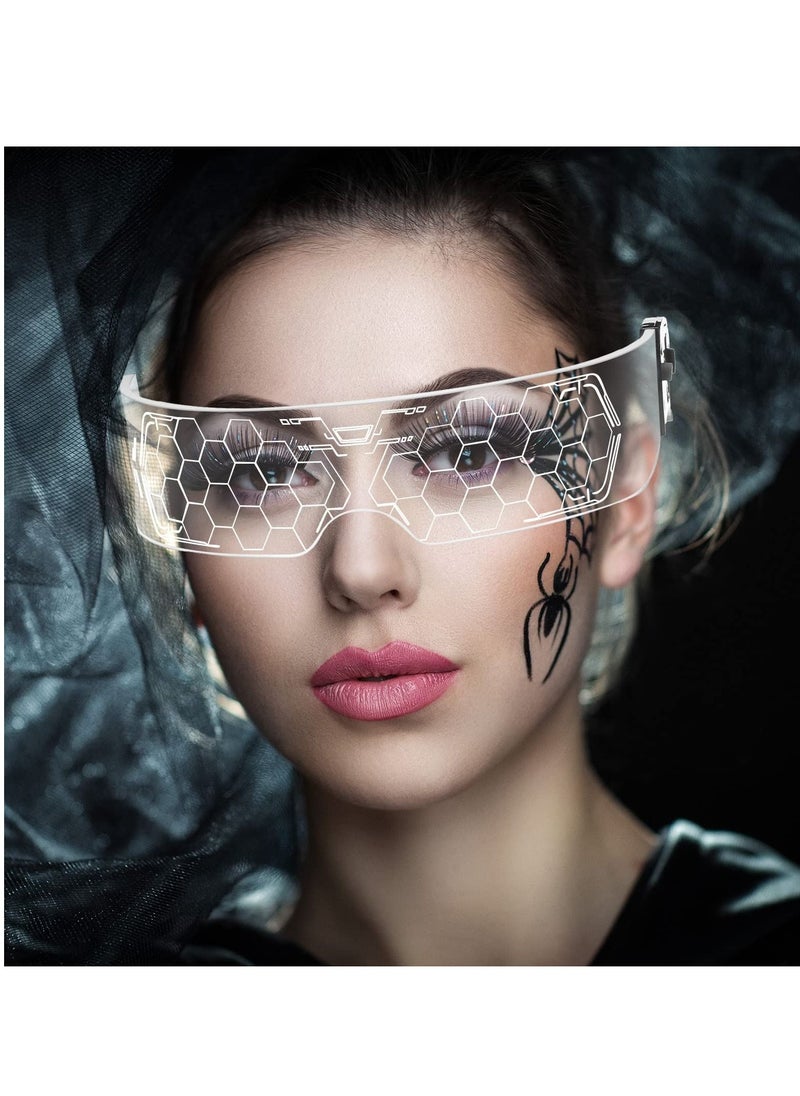 KASTWAVE - Cyberpunk Style LED Colorful Light Emitting Technology Glasses, Bar Bounce Party Transparent Sci-fi Honeycomb Light-emitting Future Flash Glasses - Image 1