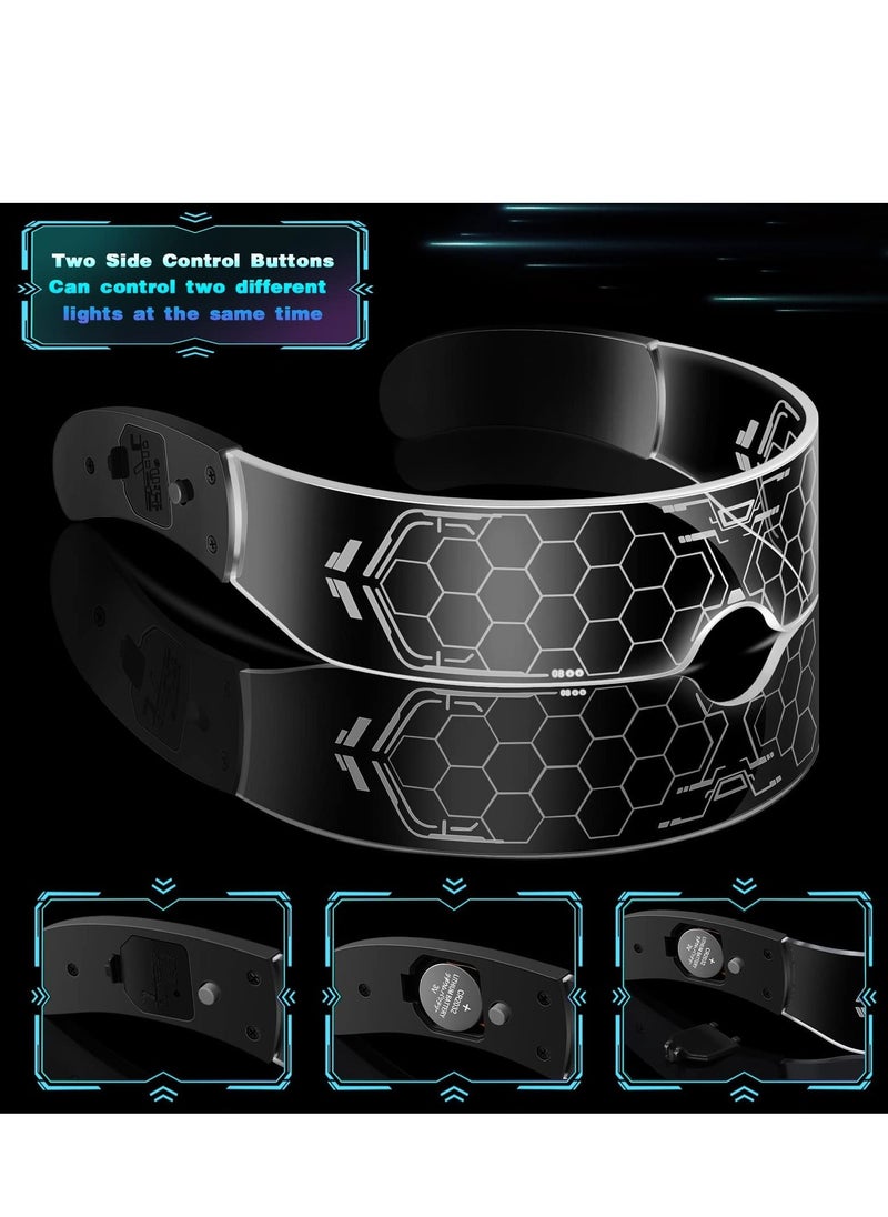 KASTWAVE - Cyberpunk Style LED Colorful Light Emitting Technology Glasses, Bar Bounce Party Transparent Sci-fi Honeycomb Light-emitting Future Flash Glasses - Image 1