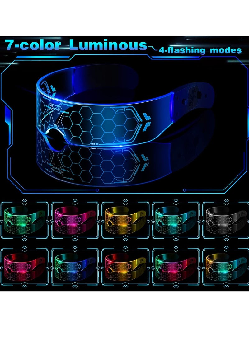 KASTWAVE - Cyberpunk Style LED Colorful Light Emitting Technology Glasses, Bar Bounce Party Transparent Sci-fi Honeycomb Light-emitting Future Flash Glasses - Image 1