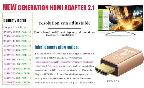 FUERAN HDMI 2.1 Dummy Plug 4K@120Hz Virtual Display Emulator, Headless Adapter, HDMI Display Adapter, Supports 3840x2160@120Hz, 1440P@120Hz, 1080P@120Hz, EDID Emulator for GPU/Remote Desktop - Image 3
