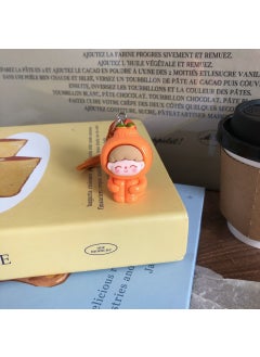 Generic 3D Fruit Bell Keychain Cute Students Accessory GiftThird generation three-dimensional fruit zaizai keychain [leg holding orange] Third generation three-dimensional fruit zaizai keychain [leg holding orange] 