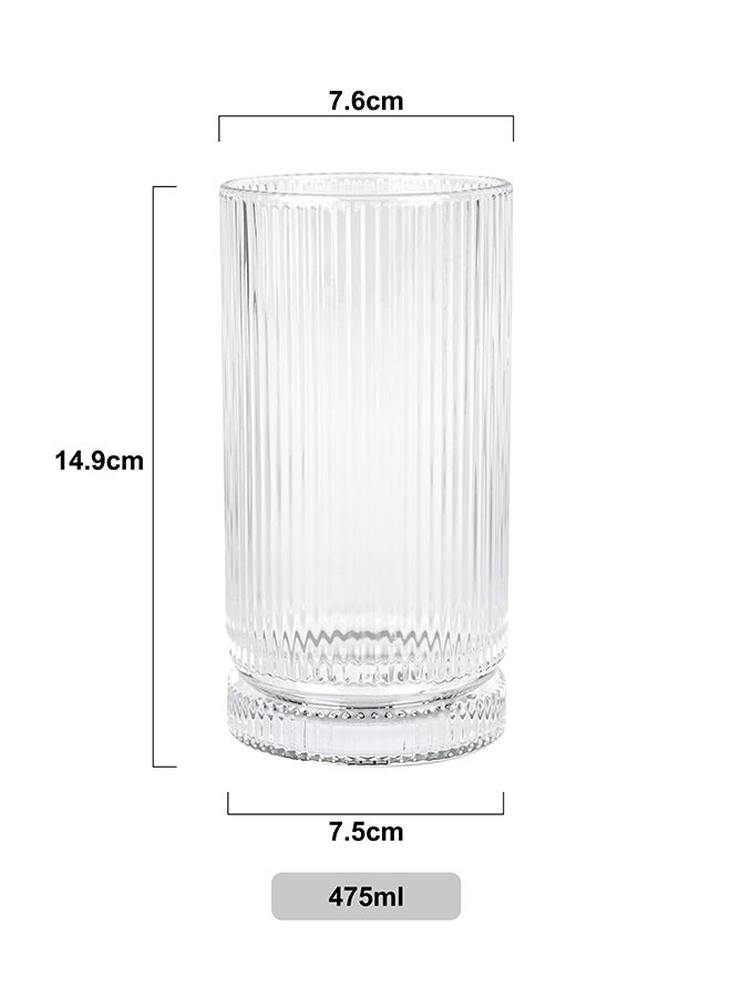 Ollieroo Embossed Pattern Highball Glasses, Set of 6 Drinking Glasses, 475ml Durable Drinkware Cups for Cocktails, Water, Juice, Beer, Wine-Special Edition Glassware Set, Dishwasher Safe - Image 4