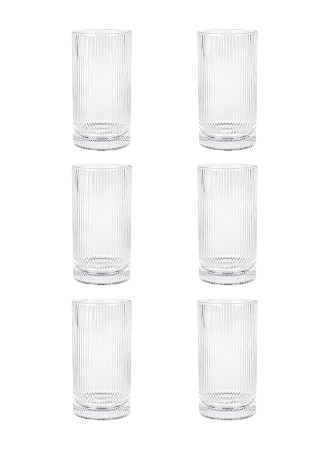 Ollieroo Embossed Pattern Highball Glasses, Set of 6 Drinking Glasses, 475ml Durable Drinkware Cups for Cocktails, Water, Juice, Beer, Wine-Special Edition Glassware Set, Dishwasher Safe - Image 2