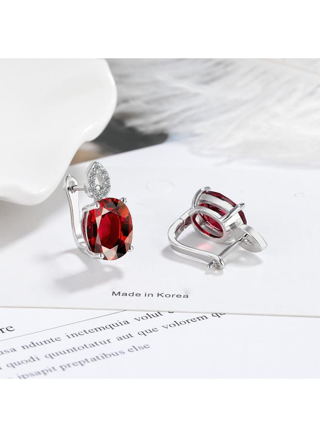 NIBEMINENT Shiny Zircon Egg-shaped Earrings Women's Ear Buckle European And American Simple Jewelry 