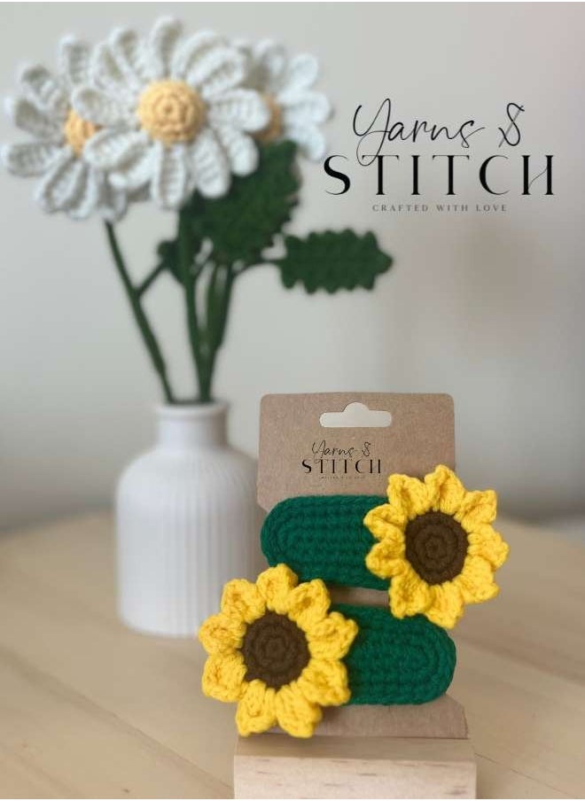 Yarns N Stitch - Sunflower Crochet Hairclip - Image 1