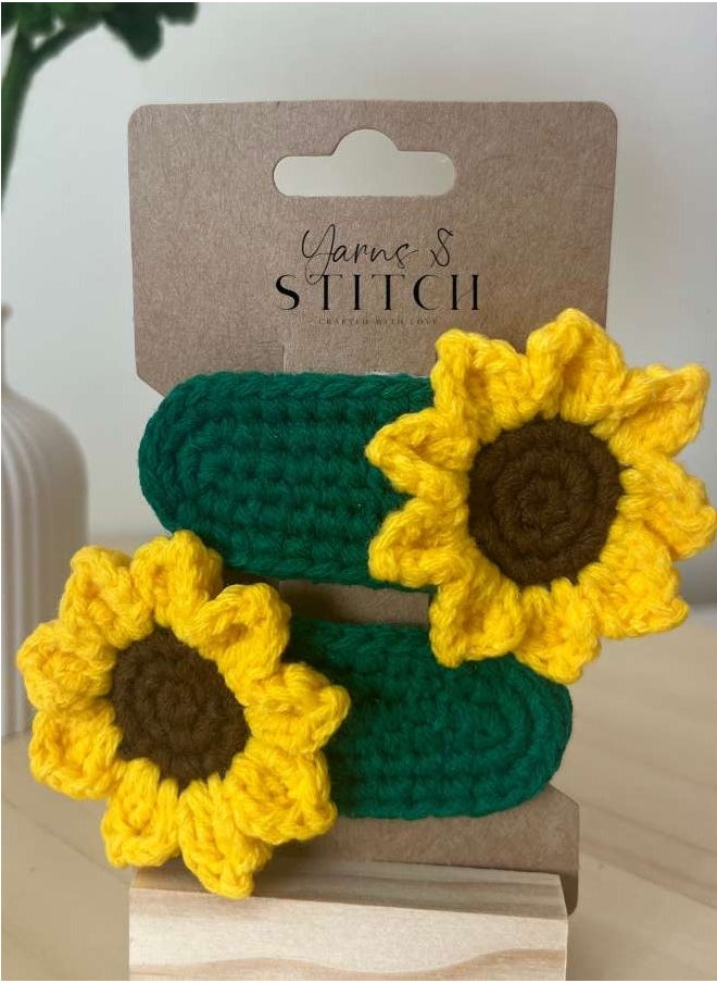 Yarns N Stitch - Sunflower Crochet Hairclip - Image 1