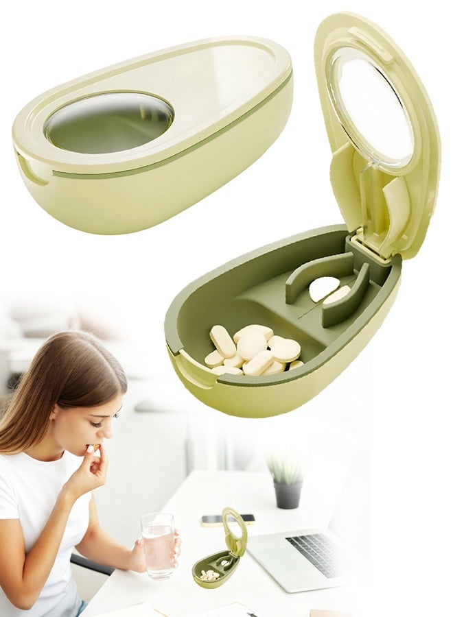 Avocado-Shaped Pill Cutter, Splitter For Small & Large Pills, 2-Compartment - Image 1