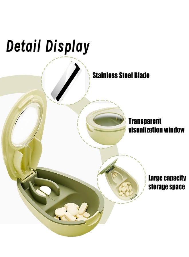 Avocado-Shaped Pill Cutter, Splitter For Small & Large Pills, 2-Compartment - Image 3