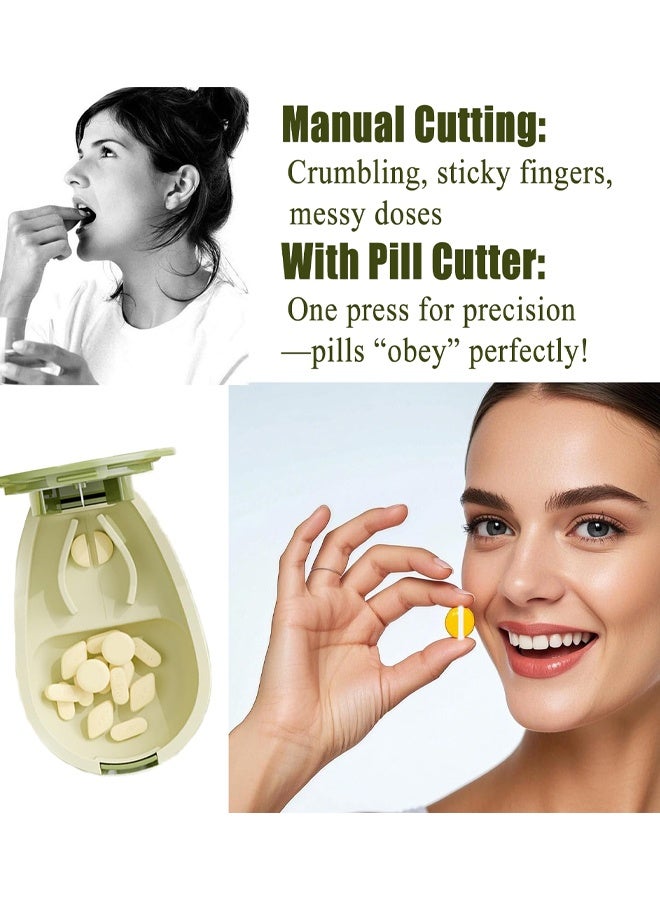 Avocado-Shaped Pill Cutter, Splitter For Small & Large Pills, 2-Compartment - Image 5
