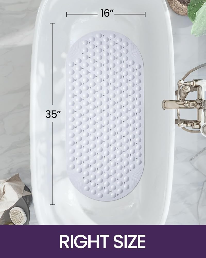 DEXI Bathtub Mat Non Slip Shower Mats Extra Long Quick Dry,40x88 cm Clear - Image 3