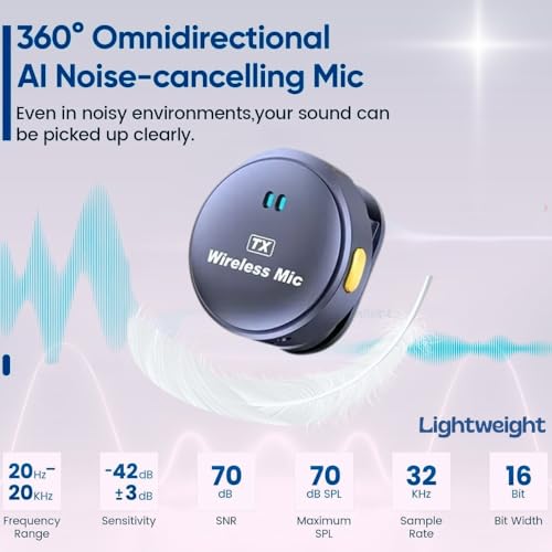 MOCKING BIRD Q8 Wireless Mic Magnetic Mini Microphone for i Phone & Android| Type C Collar Mic 360° Mic Sound Capture, Noise Cancelling, 40hrs Battery| Wireless mic for YouTube, Recording, Vlogging - Image 2