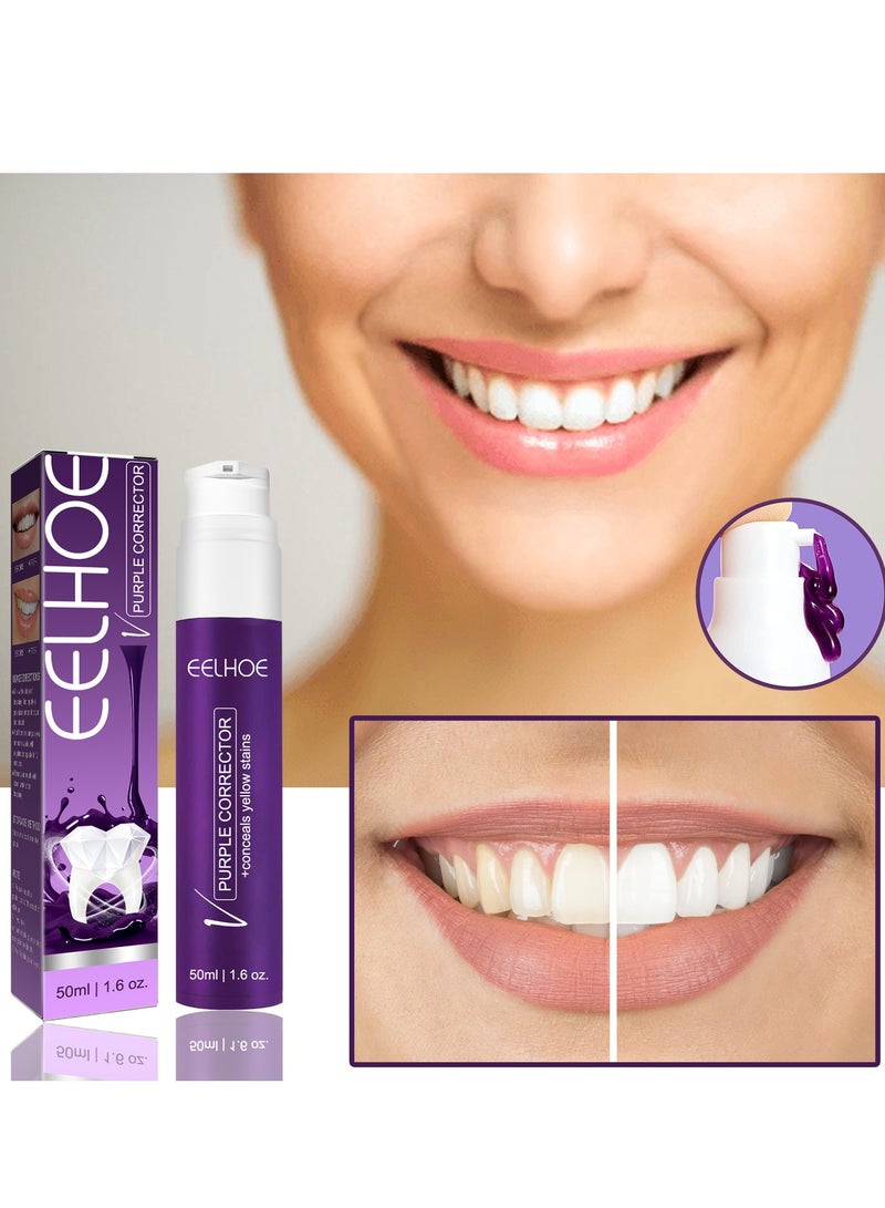 إيلهو مصحح أرجواني 50 مل، معجون أسنان لتبييض الأسنان، تنظيف الأسنان الصفراء، مصحح اللون وإزالة البقع بشكل فعال، العناية بصحة الفم - Image 2