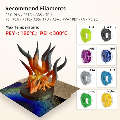 IdeaFormer-3D Rainbow PEY+Textured PEI Build Plate for Bambu Lab X1C/X1/X1E/A1/P1S/P1P/P2S, Double Sided PEY PEI Spring Steel Sheet 257x257mm for Bambulab 3D Printers - Image 5