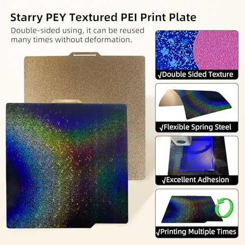 IdeaFormer-3D Rainbow PEY+Textured PEI Build Plate for Bambu Lab X1C/X1/X1E/A1/P1S/P1P/P2S, Double Sided PEY PEI Spring Steel Sheet 257x257mm for Bambulab 3D Printers - Image 4