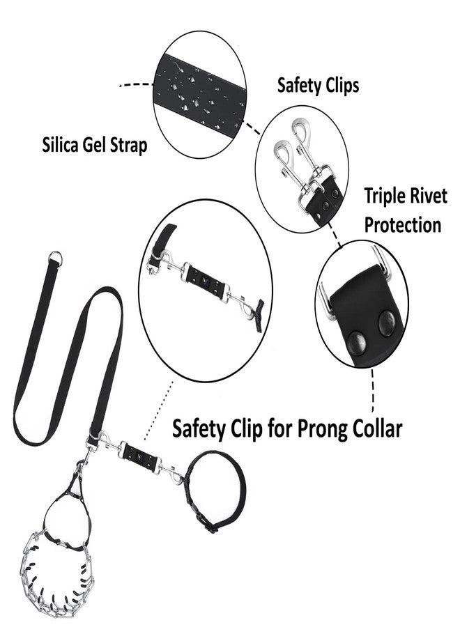 DEYACE Dog Collar Safety Clip, 2 Pack Waterproof Heavy Backup for Prong Collar, Dog Harness Collar Leash Connector (10-Inches, Black) - Image 2