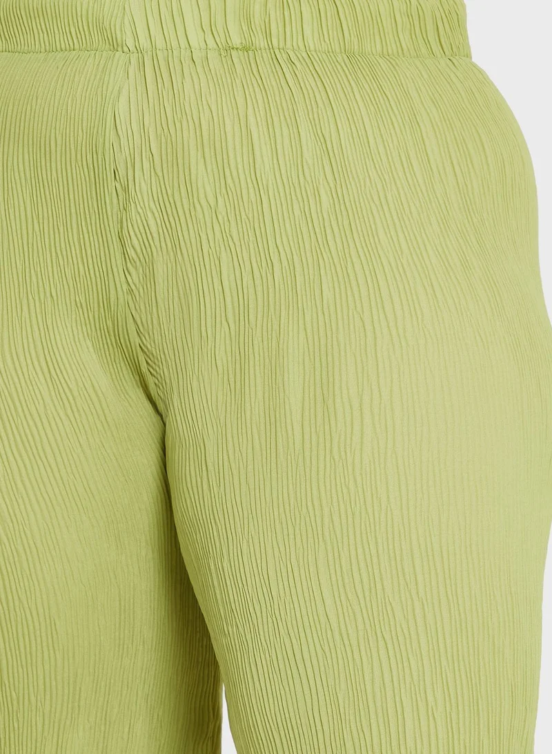 Ginger Plus Textured Detail Wide Leg Pants