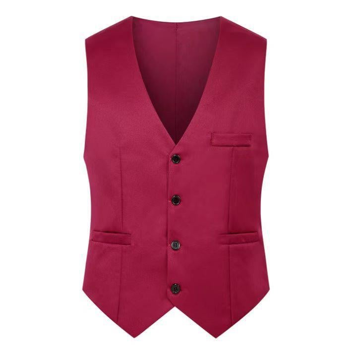 Mens Slim Fit Vest Modern Waistcoat Formal Wine red 