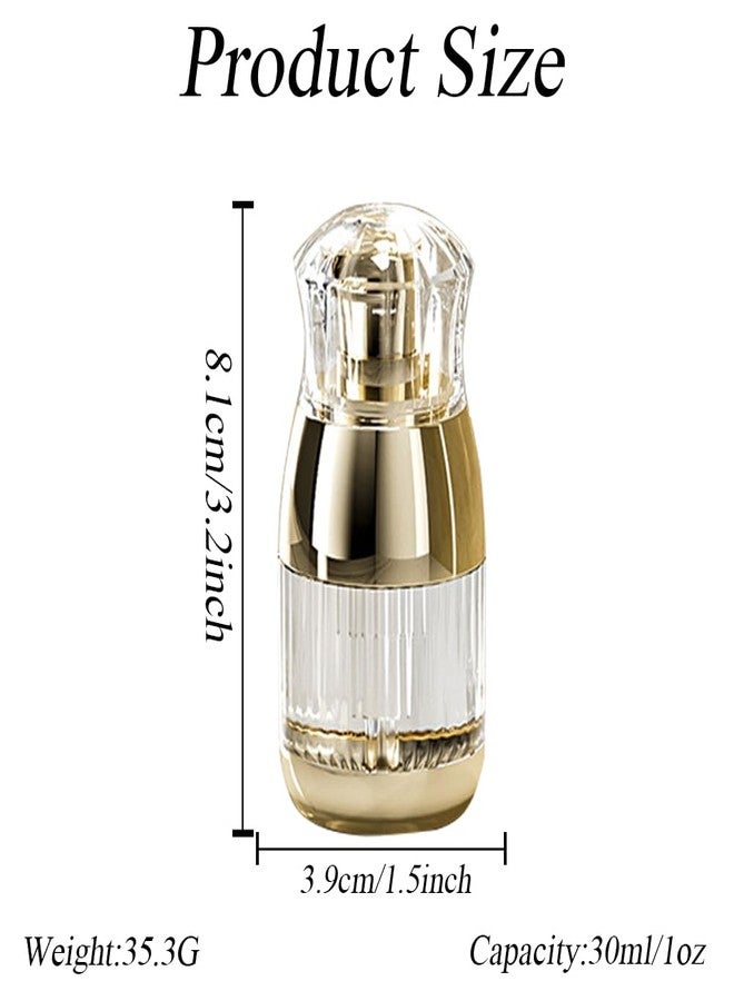 Elandy 2PCS 30ml/1oz Empty Clear Round Plastic Lotion Pump Bottles with Gold Pump Head Refillable Cosmetic Dispenser Travel Liquid Soap Container Vial Jar for Foundation Lotion Essential Oil - Image 2