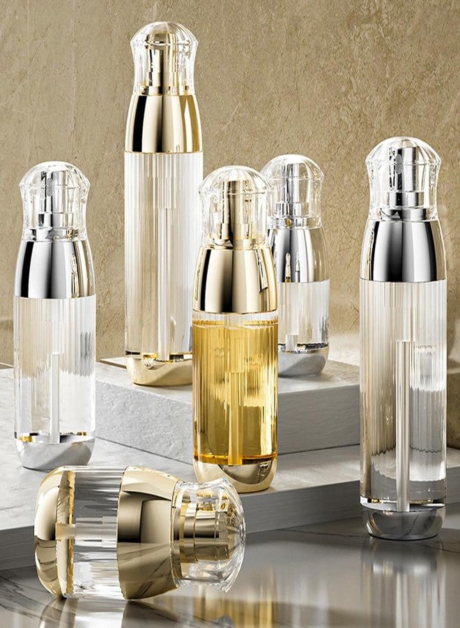 Elandy 2PCS 30ml/1oz Empty Clear Round Plastic Lotion Pump Bottles with Gold Pump Head Refillable Cosmetic Dispenser Travel Liquid Soap Container Vial Jar for Foundation Lotion Essential Oil - Image 4