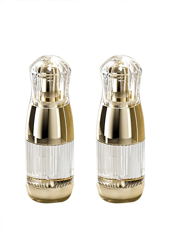Elandy 2PCS 30ml/1oz Empty Clear Round Plastic Lotion Pump Bottles with Gold Pump Head Refillable Cosmetic Dispenser Travel Liquid Soap Container Vial Jar for Foundation Lotion Essential Oil - Image 1