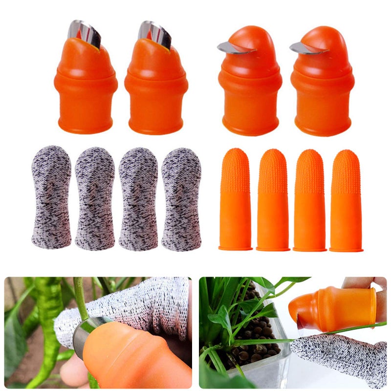 YBB 12 Pcs Gardening Silicone Thumb Knife Harvesting Tool, Separator Finger Plant Fruit Picking Knife Garden Tool (L) - Image 1