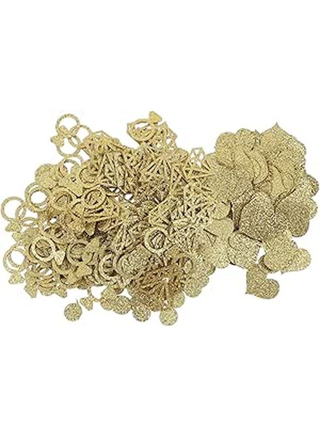 Golden Heart And Ring Shape Metallic Confetti Wedding Party Decoration 2 Pieces - Image 1
