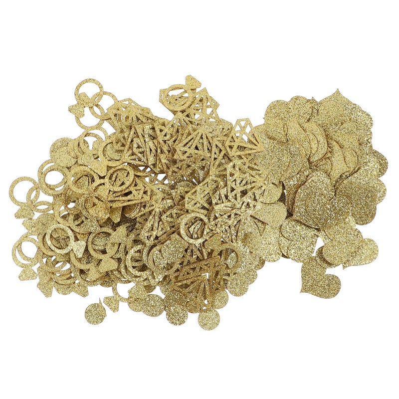Golden Heart And Ring Shape Metallic Confetti Wedding Party Decoration 2 Pieces - Image 2