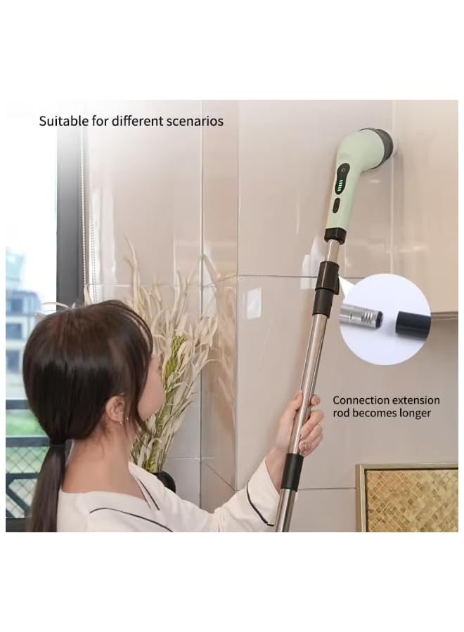 promass 10-1 Cordless Electric Spin Scrubber, Electric Cleaning Brush with 10 Replacement Brush Heads, 90Ms Working Time, 3 Adjustable Handle, 2 Adjustable Speeds for Bathroom Kitchen Bathtub Glass Car - Image 5