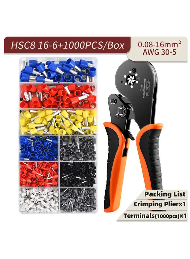 HSC8 16 6 1000PCS KIT Cold Press Terminal Crimping Tool Carbon Steel Handle - Image 1