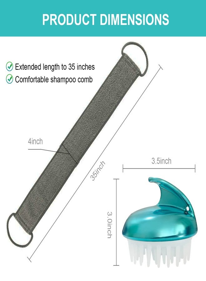 WOBEVB Loofah Back Scrubber, 35.4 Inch Exfoliating Back Scrubber for Bath Shower Scrubber for Men and Women, Luffa Scrubber to Deep Clean Your Skin, with Hair Shampoo Brush and Wall Hook - Image 2