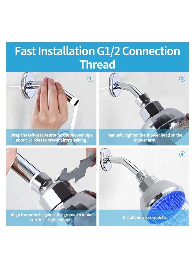 Generic - Shower Head With Lights, 7 Color Lights Automatically Change Fixed Shower Head for Bathroom, High Pressure Led Shower Head, Luxury Chrome Flow Rain ShowerHead, Angle-adjustable - Image 1