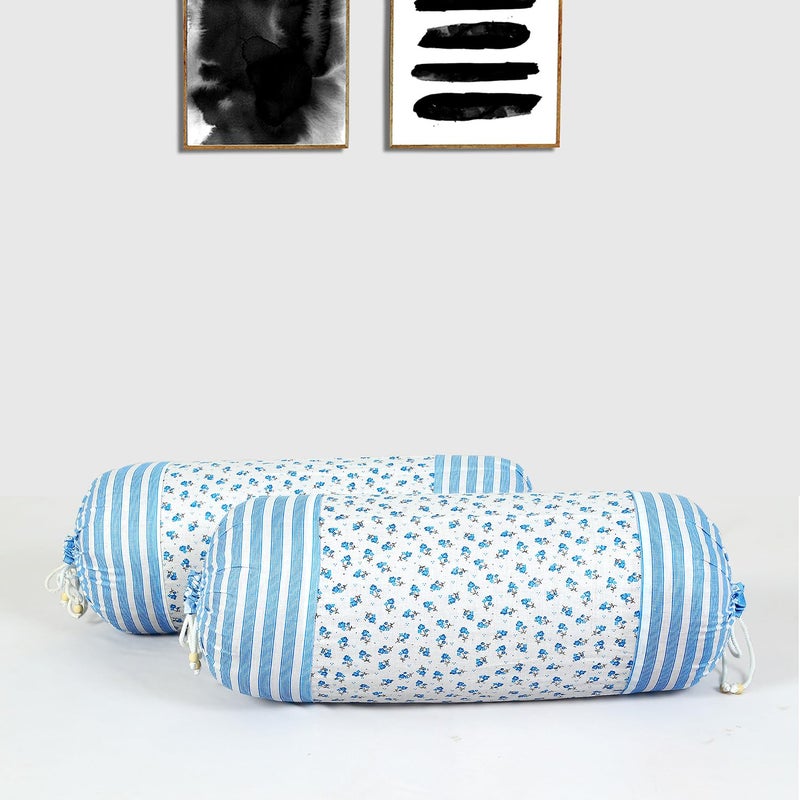 Kuber Industries Bolster Covers | Cotton Bolster Cover Set | Diwan Bolster Cover Set | Bolster Pillow Cover | Flower Masand Cover | 16x32 Inch | Pack of 4 | Multi - Image 2