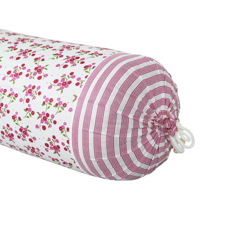 Kuber Industries Bolster Covers | Cotton Bolster Cover Set | Diwan Bolster Cover Set | Bolster Pillow Cover | Flower Masand Cover | 16x32 Inch | Pack of 4 | Multi - Image 5