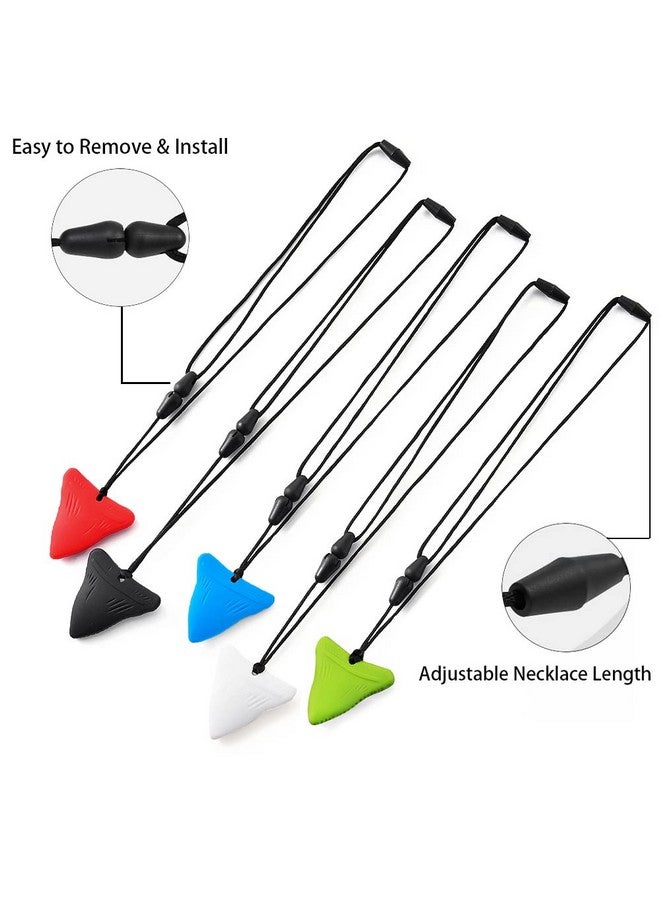 YQZIYOU 5 Pcs Sensory Chew Necklaces - Chewy Necklaces For Sensory Kids, Shark Tooth Necklace, Nail Biting Treatment For Kids Adults, Yqziyou - Image 3