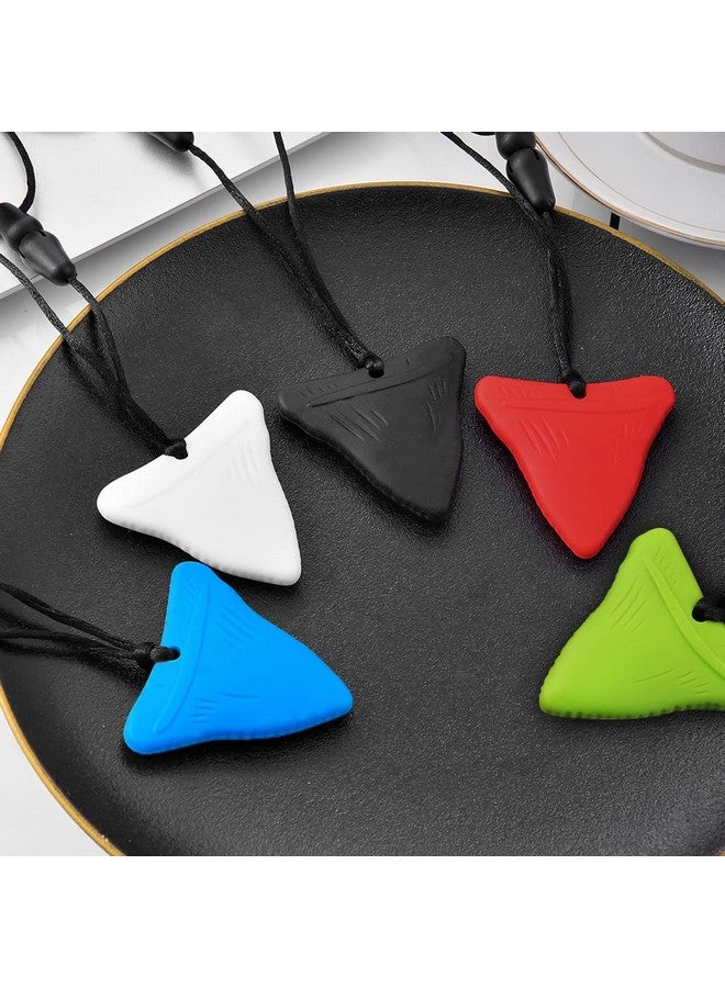 YQZIYOU 5 Pcs Sensory Chew Necklaces - Chewy Necklaces For Sensory Kids, Shark Tooth Necklace, Nail Biting Treatment For Kids Adults, Yqziyou - Image 4
