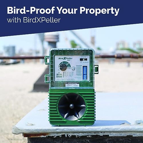 Bird-X جهاز BirdXPeller Pro الإلكتروني لطرد الطيور - الإصدار 1، جهاز تقليد صوتي للطيور، مثالي للحمام، النجوم، العصافير، والطيور البحرية، يغطي حتى 1 فدان، تردد 3-5 كيلوهرتز - Image 4