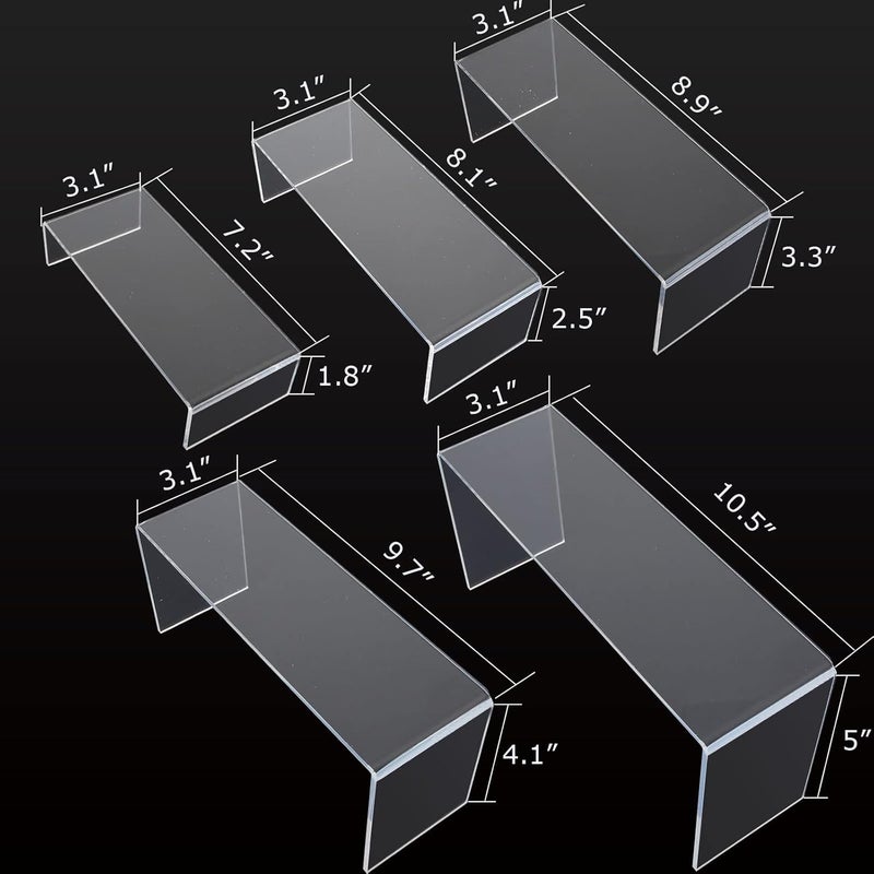 TPGP LOLYSIC 5-Piece Acrylic Display Riser Set - Clear Rectangular Stands for Jewelry, Lipstick, and Collectibles - Image 2