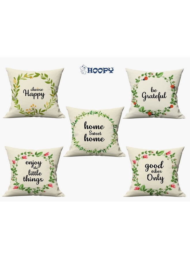 HOOPY Canvas Set of 5 Designer Decorative Throw Pillow/Cushion Covers (16 Inch X 16 Inch, Inspirational Quotes Print), 100 TC, Multicolor - Image 4