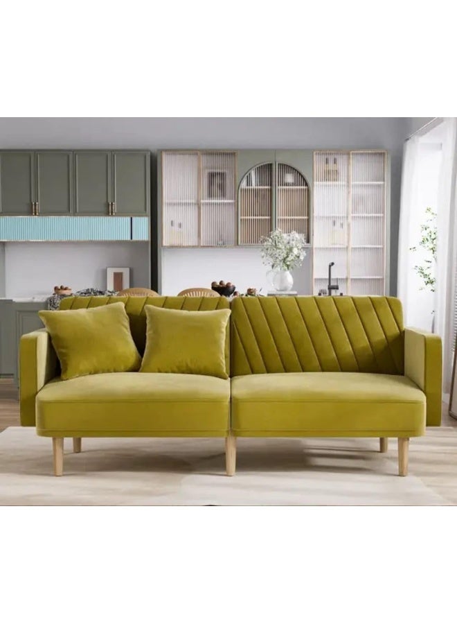 Modern Velvet Convertible Sofa Bed - Image 1