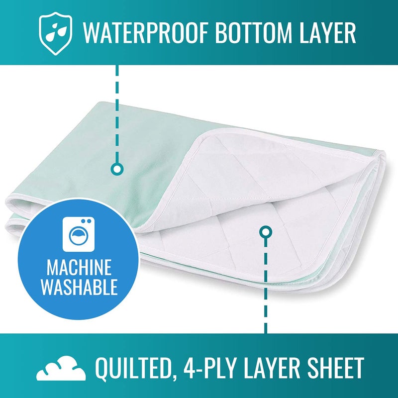 DMI Waterproof Sheet to be Used as a Bed Pad, Bed Liner, Mattress Protector, Pee Pad, Furniture Cover or Seat Protector with Quilted Slide Sheet and 4 Layers of Protection, Without Straps, 28 x 36 - Image 2