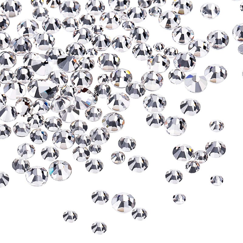 Bememo 3456 Pcs Crystals Diamond Rhinestones AB Clear Flat Back Round Gems Flatback Glass Mixed Size Crystals Gems for Crafts Clothes Shoes Makeup Bags Decor 6 SizesCrystal Clear