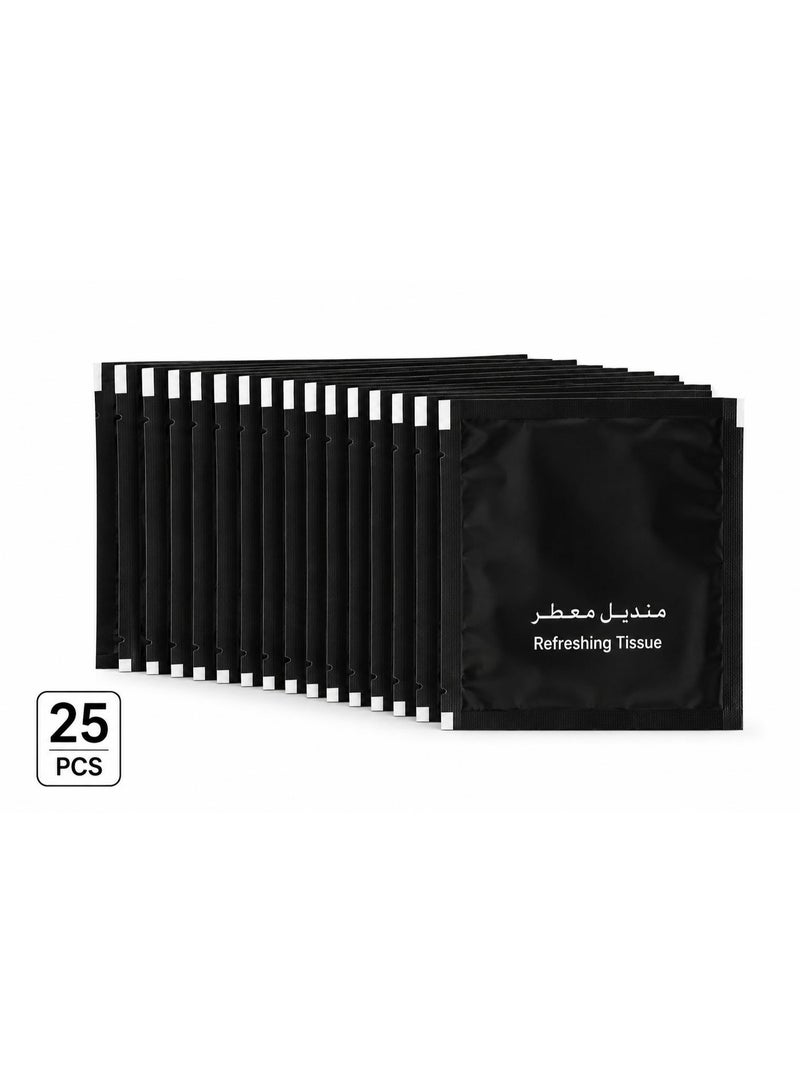 منديل معطر مغلف فردياً، للاستخدام مرة واحدة، مناسب للمطاعم والسفر والضيافة، عبوة 25 قطعة - Image 1