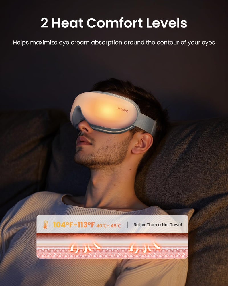 RENPHO Eye Massager with Remote Heat Compression Birthday Gifts for Women Men Her Him Eyeris 1 Sleep Mask Headache Massager Scalp for Strain Relief Migraine Relief Reduce Stye Eye - Image 3